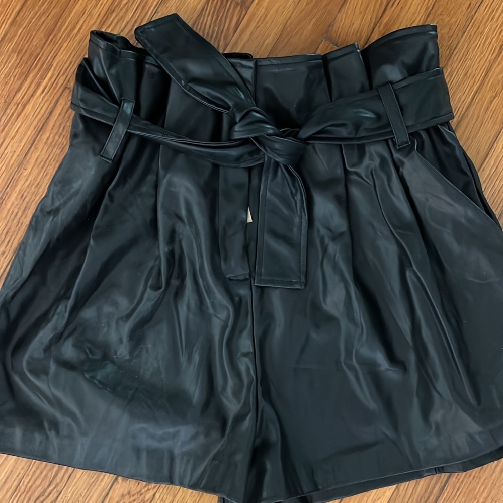 DO+BE High Waist Black Satin Shorts
